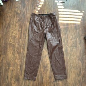 Brown leather pants with pockets